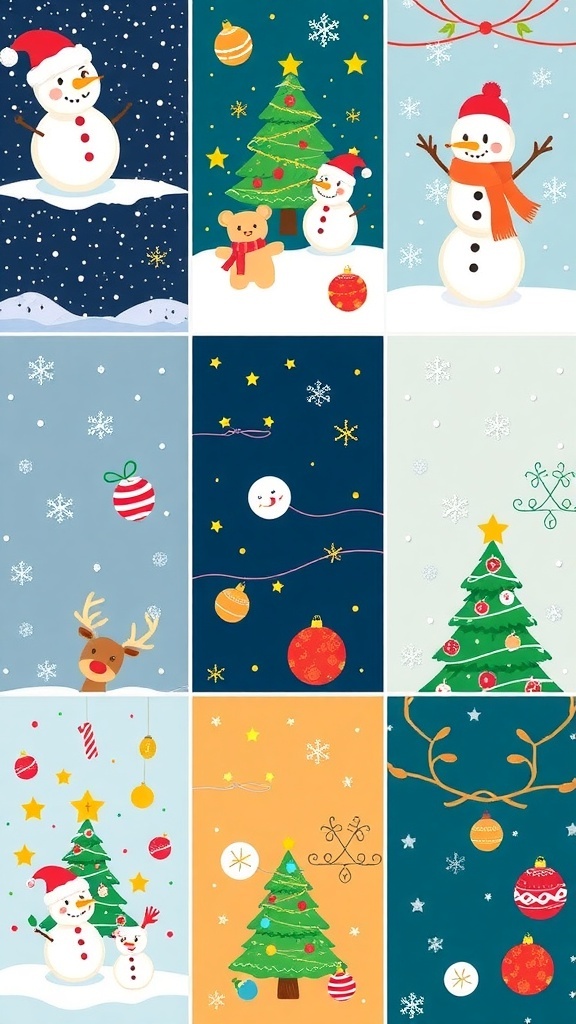 A selection of adorable Christmas wallpapers with festive designs, perfect for computer screens.